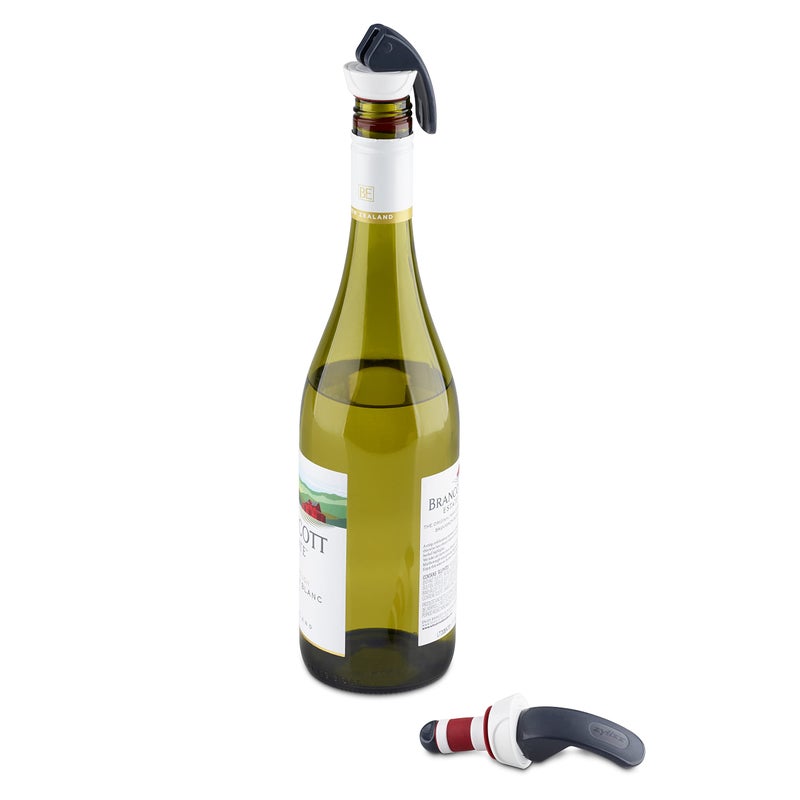 Zyliss Easy Seal Bottle Stoppers â€“ Leak-Proof Wine and Champagne Stoppers with Long Easy-Lock Handle, Comfortable Grip, Airtight Seal, Modern Design in Gray and Red, Durable and Dishwasher Safe - Image 2